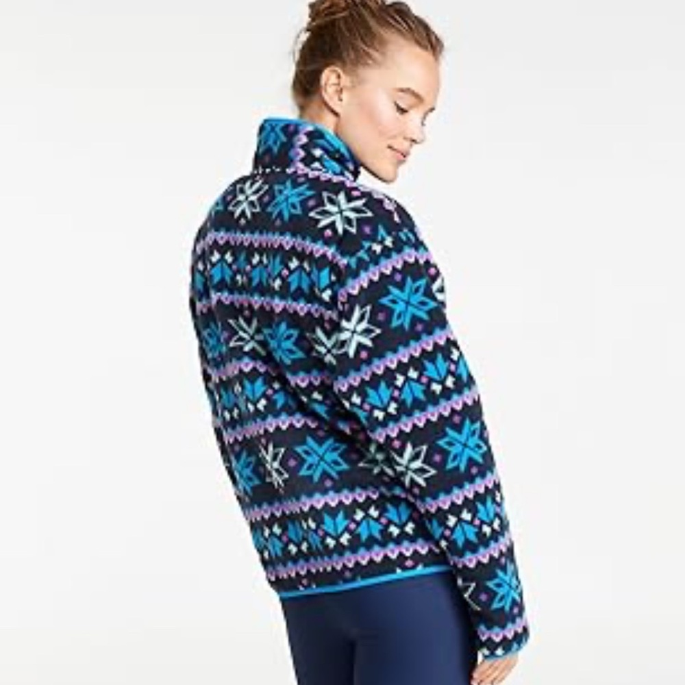 L.L. Bean Unisex Classic Fit Fleece Pullover Snowflake Size Large